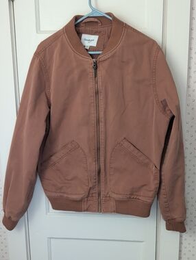 Goodfellow & Co. M Khaki Zip Bomber Jacket Metal Zipper Cotton